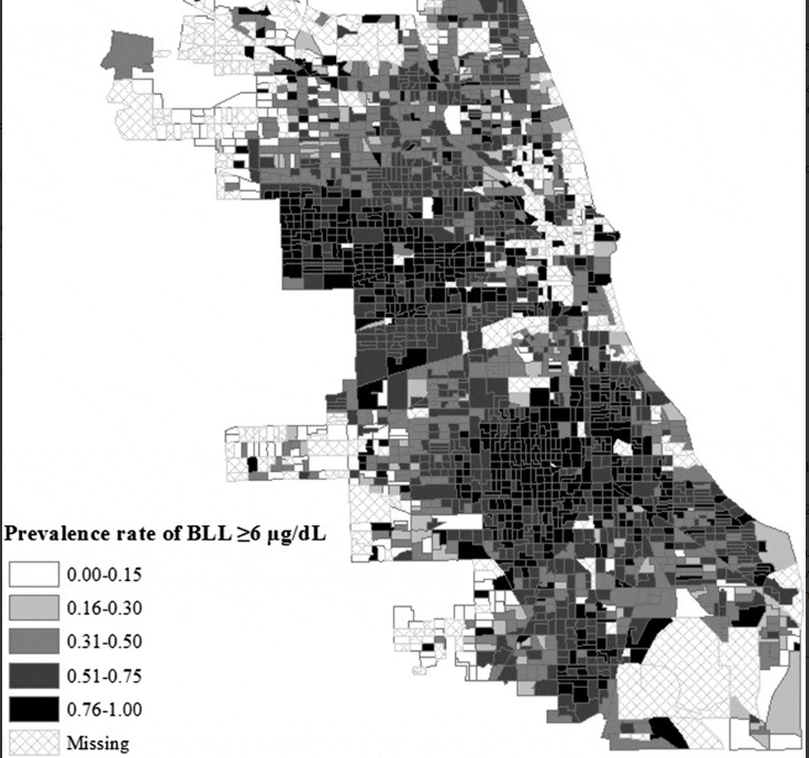 Chicago Blood Lead Greater than 5 micrograms per decilitre 1995